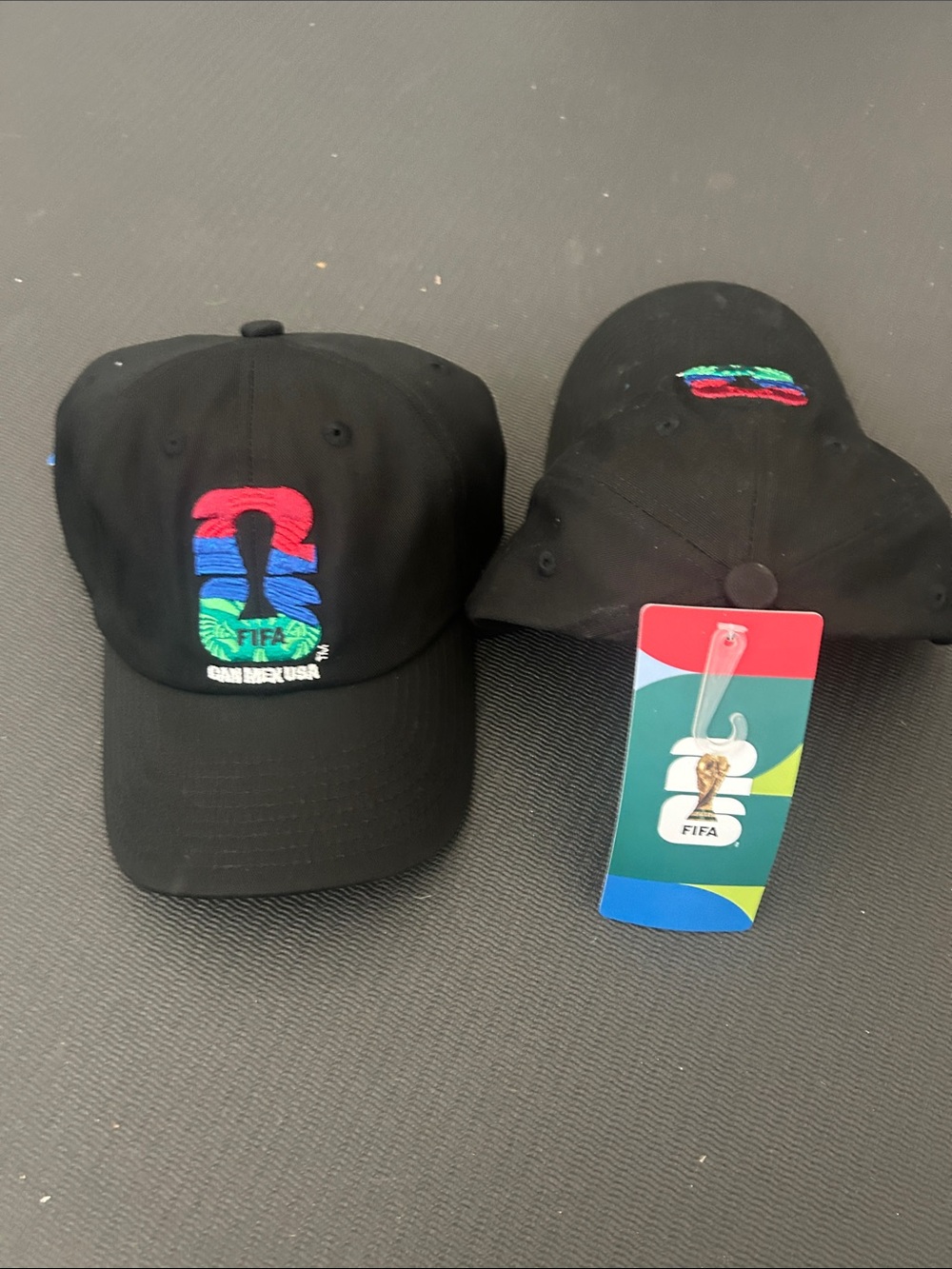 Black Embroidered FIFA World Cup Baseball Cap with Multicolor Stitching